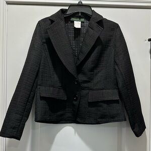 HARVE BENARD Jacket Womens 8  Black Button Up Blazer EUC Textured